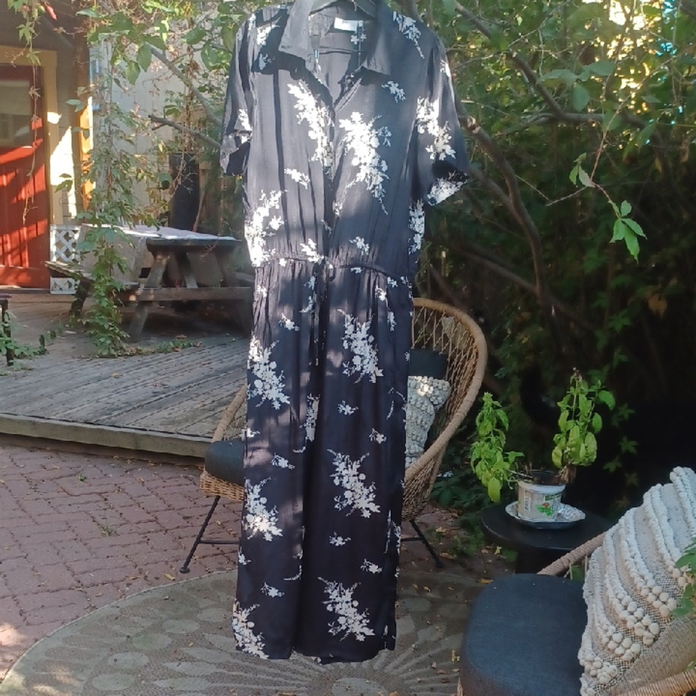 AFF Black and White Floral Jumpsuit